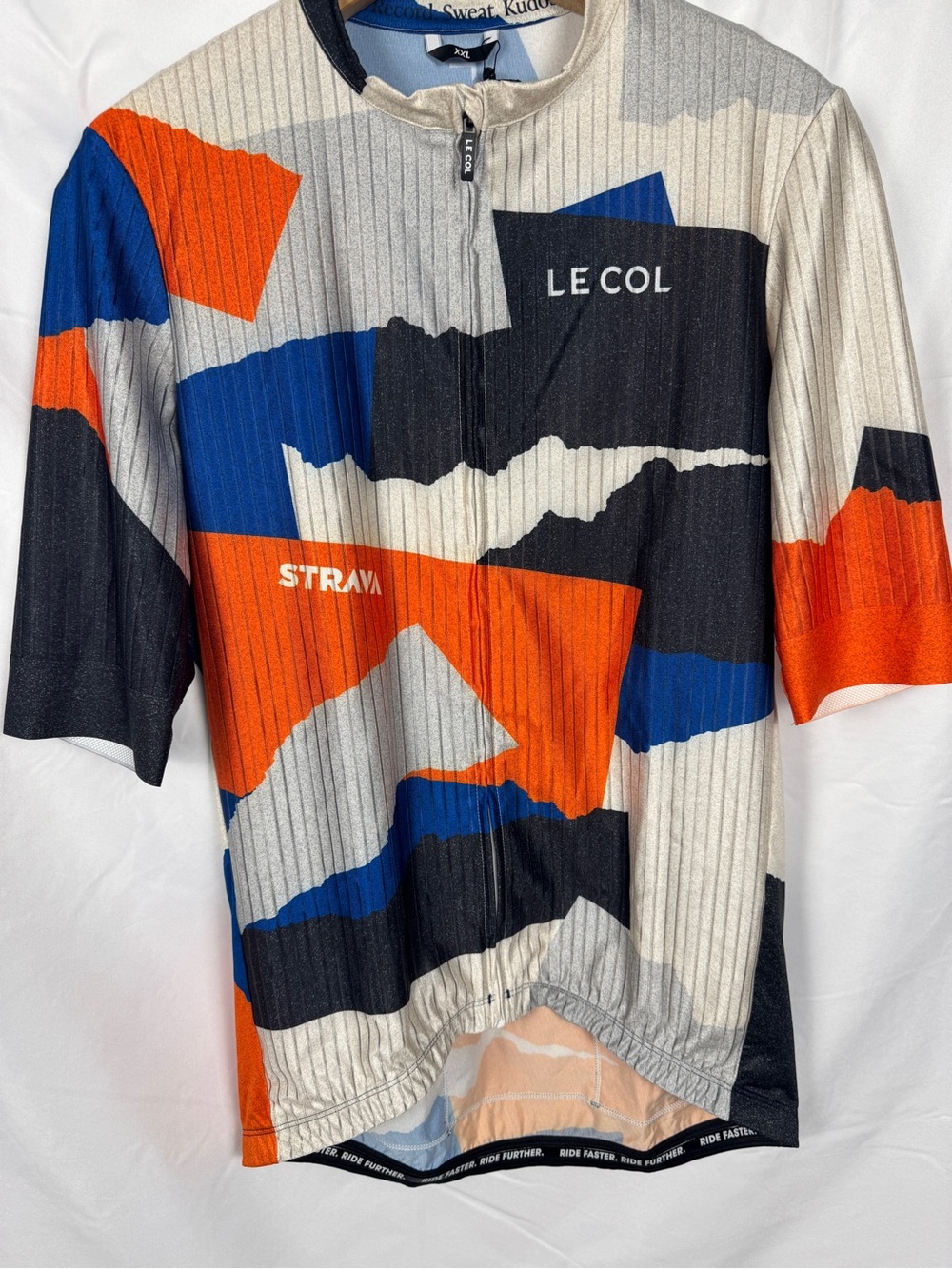 Le Col x Strava Men's Short Sleeve Cycling Jersey - Orange, Blue, Black